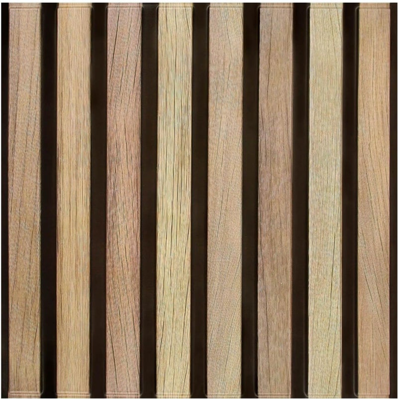 Commomy 10 Pcs 3D Faux Wood Slat Wallpaper Peel and Stick - 11.8"x11.8" Peel and Stick Wood Tiles Ultralight PVC Wall Paneling for Bedroom, Bathroom, Kitchen Backsplash, Farmhouse Interior Decor - Image 1